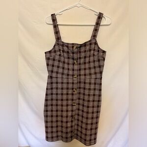 Altar'd State Brown Plaid Mini Dress